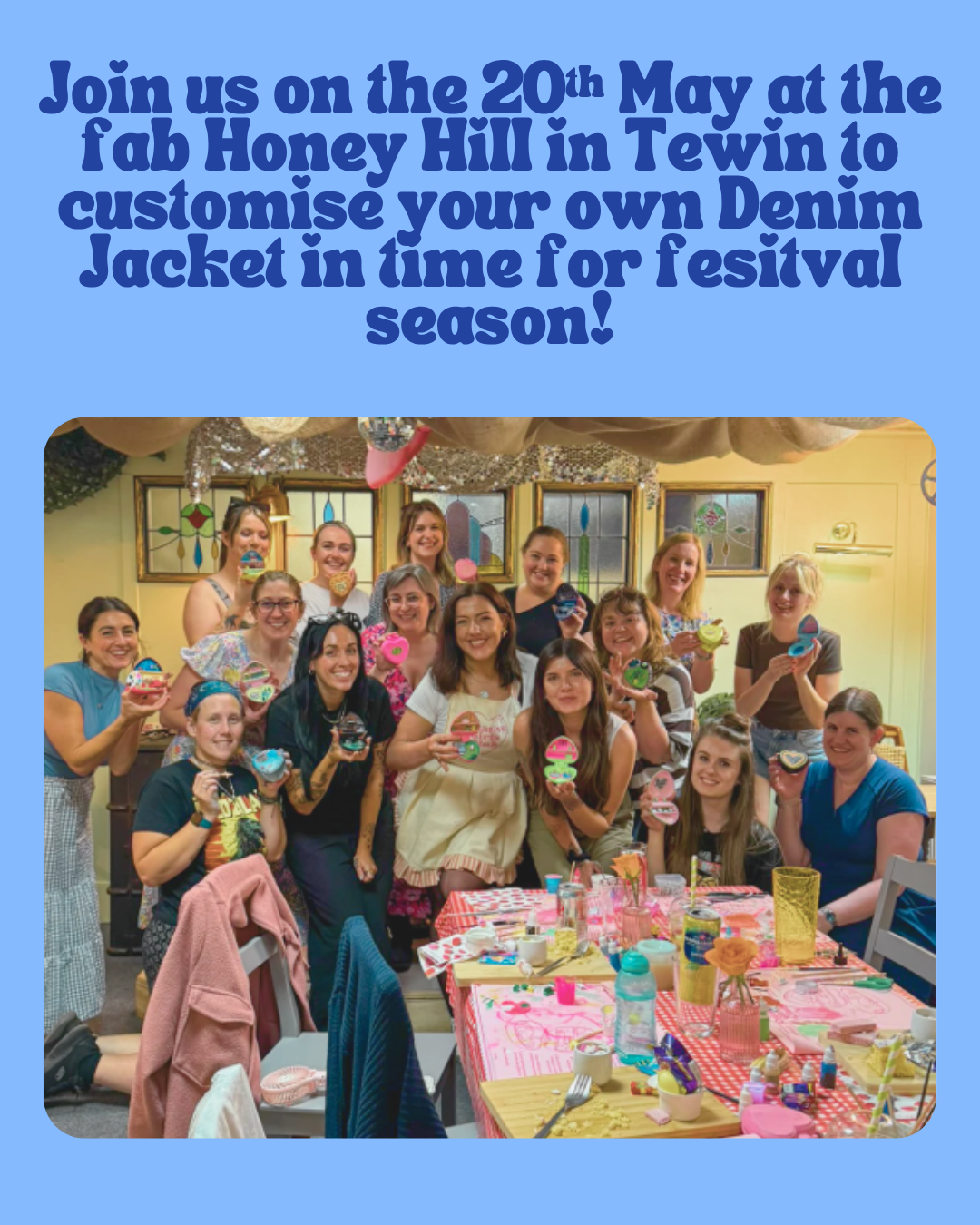 Denim Jacket Sip n Paint @ Honey Hill 20th June 6:30pm-8:30pm