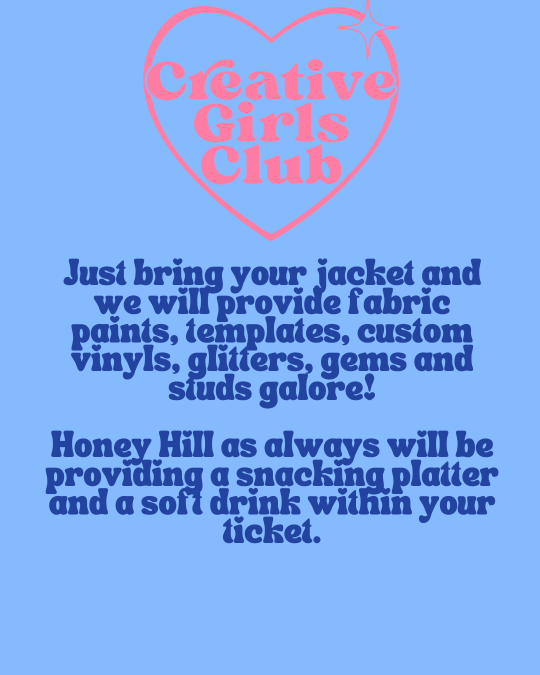Denim Jacket Sip n Paint @ Honey Hill 20th June 6:30pm-8:30pm